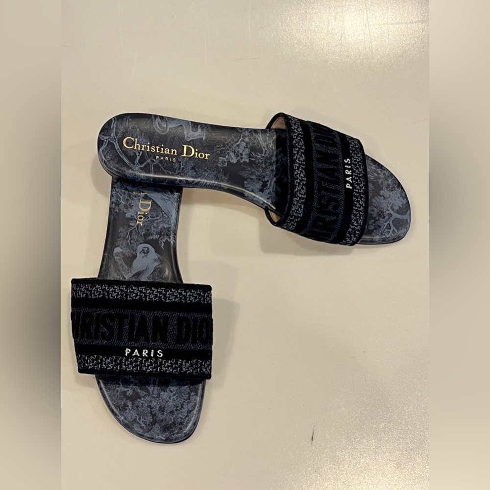 Dior DWay Blue and Black Slide Sandals - Picture 4 of 9